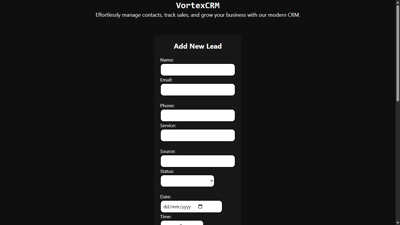 Screenshot of VortexCRM project